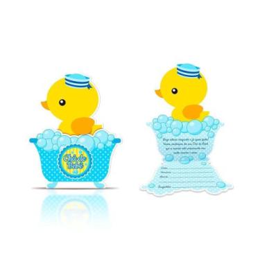 Imagem de Convite Chá Bebê Patinho Azul Cb-07 Junco 8und