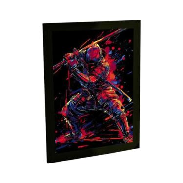 Imagem de Quadro Decorativo Samurai Ilustração Dark Tinta Decoração Poster Quarto Sala