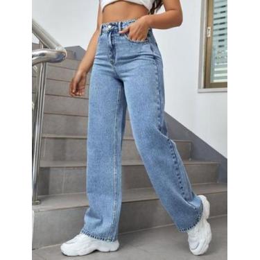 Imagem de Calça flare  jeans Feminina lavagem azulada  - Tamanho 38 - black jean