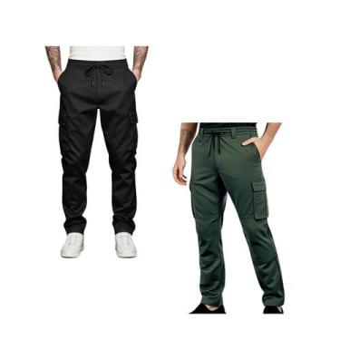 Imagem de Kit 2 Calça Cargo Masculina Jogger Skatista Street Confortável Linha P