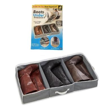 Imagem de Sapateira Botas Salto Alto Dobravel Organizador Guarda Roupa Bau Cama Portatil Viagem Vira Bolsa Ziper E Alça 3 Pares