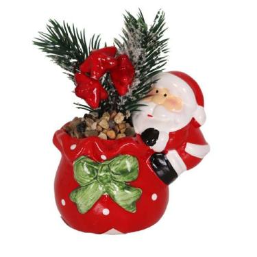 Imagem de Enfeite Natalino Noel Saco Presente Ceramica - Niazitex, VERMELHO