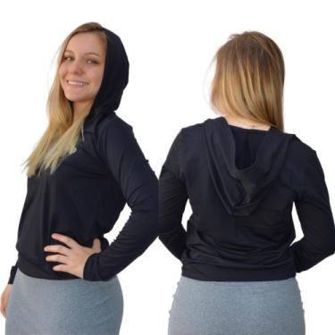 Imagem de Blusa Fitness Feminino Manga Longa Capuz Esportiva Academia Dry Proteç
