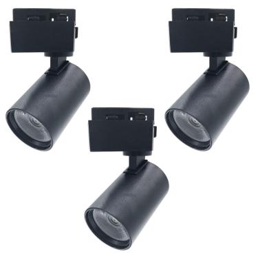 Imagem de 3x Spot Led Trilho Eletrificado Preto 10w Luz Quente 3000k