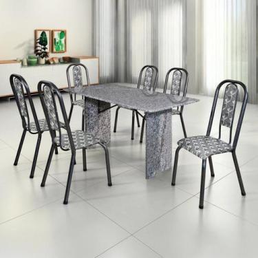 Imagem de Conjunto Sala de Jantar 6 Cadeiras Fortaleza - Tubulares Gol