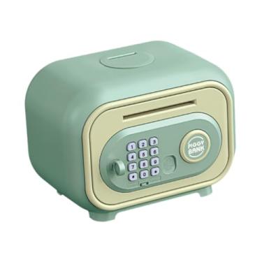 Imagem de Milageto Cofrinho para crianças, senha de modo duplo, grande capacidade de rolagem automática de dinheiro, caixa eletrônico, banco de poupança para crianças de, Verde