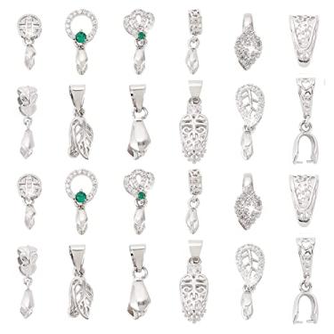 Imagem de BB Beadthoven 24 Peças Pingentes De Fixação Fechos 12 Estilos Filigrana Zircônia Cúbica Latão Clipes Picareta Gelo Pingente Platina Contas Gancho Conector Para Brincos Colar Faça Você Mesmo Joias