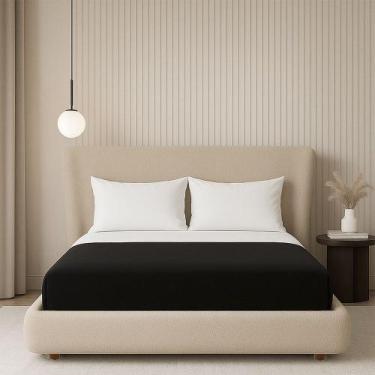 Imagem de Cama Japonesa com Cabeceira Corea Seo Casal Bouclé Suave Off White - S