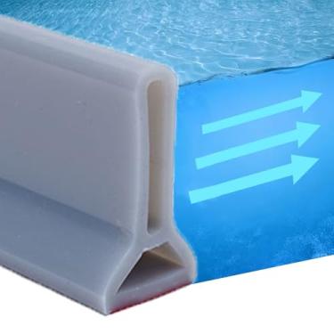 Imagem de Barreira de água de barragem de chuveiro dobrável para chuveiro e sistema de retenção e mantém a água dentro do limiar de separação seca e molhada adequada para banheiro e cozinha (78 polegadas, cinza