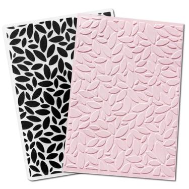 Imagem de DIYology Pasta de plástico em relevo (padrão de folha) artesanato de papel folhas de plástico impressões texturizadas para fazer cartões scrapbooking 10 x 15 cm