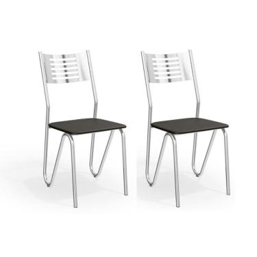 Imagem de Cadeira De Cozinha Nápoles 2c045cr Aço Kit 2 Uni Cromada-preto 110 - Kappesberg