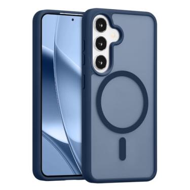 Imagem de RALEAVO Capa magnética forte para Samsung Galaxy A15 [compatível com Magsafe] Capa protetora fina à prova de choque para celular A15 com traseira rígida translúcida, azul escuro