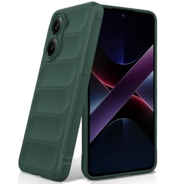 Imagem de BonYonka Capa de silicone para Xiaomi Poco X7 Pro, forro de microfibra antiarranhões, capa à prova de choque com proteção para câmera, verde