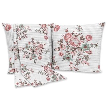 Imagem de Kit 1 Peseira SOLTEIRO + 1 Capa de Almofadas 40cm x 40cm Piquet Favinho (ROSEIRA)