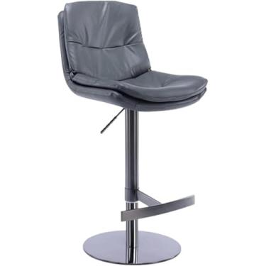 Imagem de Banquetas De Bar Giratórias, Cadeira De Bar De Aço Inoxidável Escovado Preto De Titânio De Couro Pu Com Base Sólida Pesada, Balcão De Banquetas De Bar De Cozinha