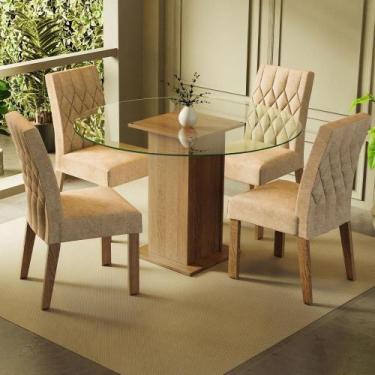 Imagem de Conj. Mesa Tampo De Vidro Com 4 Cadeiras Rustic/Imperial - MADESA
