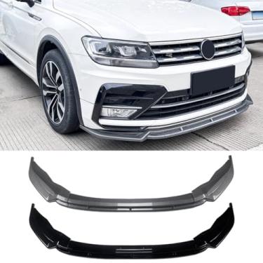 Imagem de Spoiler de para-choque dianteiro compatível com TlGUAN MK2 R 2017-2020 Kit de carroceria difusor de para-choque dianteiro protetor labial capa protetora acessórios para carro (preto brilhante)