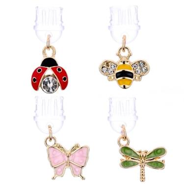 Imagem de IMNEXT2U Pingentes de plugue de poeira tipo C para E-Reader Kindle, pingentes antipoeira para amantes de e-reader de telefone borboleta, libélula, besouro, abelha