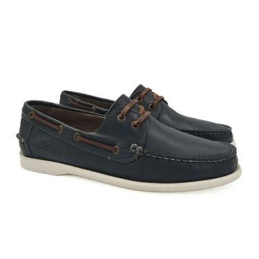 Imagem de Sapato Samello Deckshoes Gran Couro Latego Marinho Dockside, 41, Marin