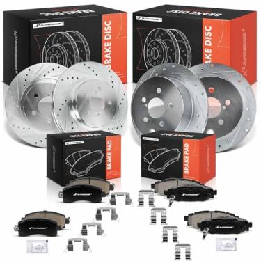 Imagem de A-Premium Kit De Rotores Freio A Disco Dianteiros E Traseiros Perfurados Ranhurados + Pastilhas Cerâmica Compatíveis Com Modelos Subaru Selecionados - Impreza 2017-2022, Crosstrek 2018-2022, Conjunt