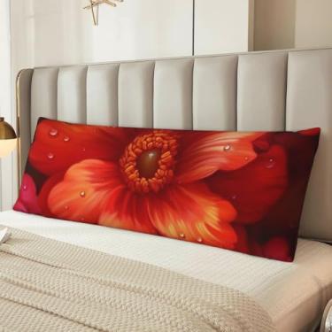 Imagem de Capa de travesseiro floral de microfibra longa para presente para mulheres e homens, fronha de corpo ultra macia e aconchegante com zíper oculto para decoração de casa 50 x 137 cm