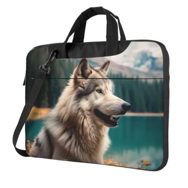 Imagem de Capa para laptop Fun Animal Wolf de 14 polegadas à prova de choque capa protetora para notebook portátil para homens e mulheres