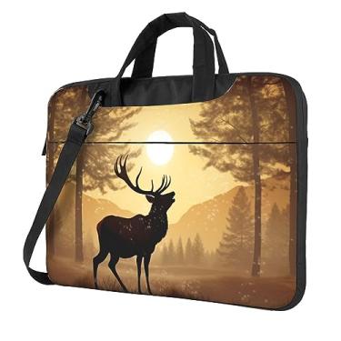 Imagem de Capa para laptop Elk Artwork à prova de choque protetora para notebook bolsa portátil à prova d'água para homens e mulheres, Preto, 15.6 inch