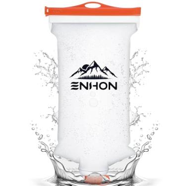 Imagem de Enhon Bolsa de água 2L compatível com filtro de interface de 28 mm, material TPU durável, garrafas de água dobráveis para acampamento, caminhadas, pesca ou viagens, bolsa de compressão sem PVC