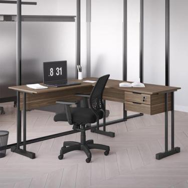 Imagem de Mesa de Escritório em L Ethos Estilo Industrial 2 Gavetas com Chave Es