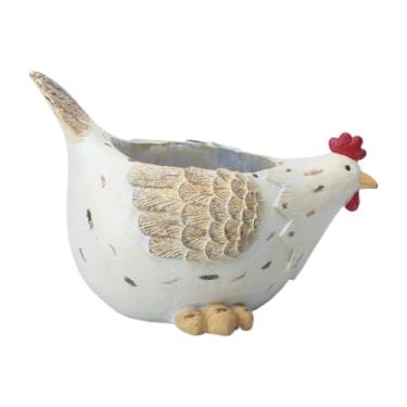 Imagem de predolo Estátua de galinha, vaso de flores, suporte para vasos de plantas, recipiente em miniatura para Halloween, Natal, fazenda, prateleira