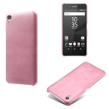 Imagem de Capa para Sony Xperia Z5,Proteção contra quedas,Casca de volta de cor sólida simples,Design de couro de imitação de plástico-Pink