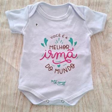 Imagem de Body Infantil Manga Curta Branco Temático Bebê Frase 100% Suedine - Sa