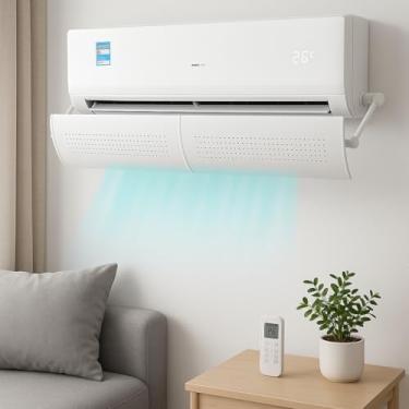Imagem de Defletor De Ar Condicionado Split Ajustável Universal | Protetor Direcionador De Vento Branco, Para Aparelhos De 7000 A 24000 Btus, Sem Furos