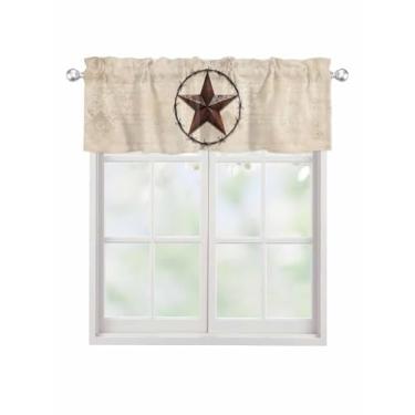 Imagem de Cortina Texas Star para Janelas Kithchen, Camada Country Star, Tratamento de Janela, Fundo Retrô, Sanefas para Quarto/Sala de Estar/Banheiro, 152 x 45 cm