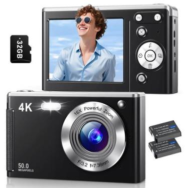 Imagem de Câmera digital Rovemre 4K 50MP com cartão de 32GB e 2 baterias
