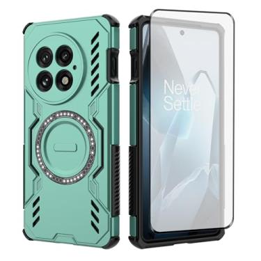 Imagem de Asuwish Capa de telefone para OnePlus 13 5G com protetor de tela de vidro temperado, capa magnética e proteção à prova de choque, fina, rígida, fina, acessórios de celular robustos One+ 1plus13 2025