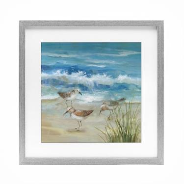 Imagem de Stupell Industries Impressão emoldurada cinza Beach Sandpiper Gathering Under Glass por Nan, 40,6 x 40,6 cm