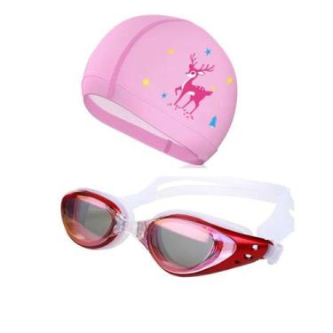 Imagem de Kit Óculos Touca Para Natação Infantil Unissex - Poolsy, Vermelho cerv