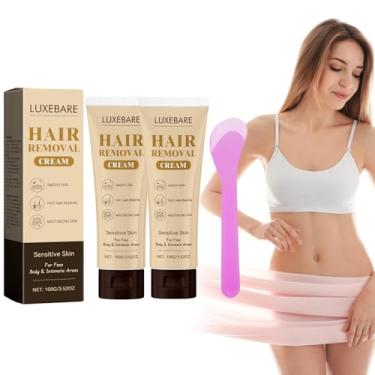 Imagem de LUXEBARE Creme para remoção de pelos, creme removedor de pelos de pele sensível para rosto, corpo e área de biquíni, depilatório sem fragrância para mulheres e homens, 100 g (2)