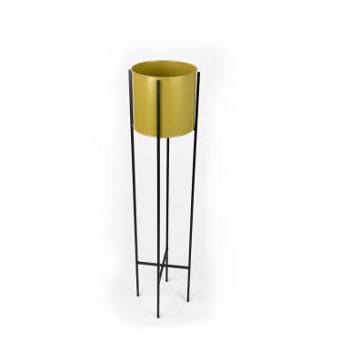 Imagem de Vaso Decorativo Dourado Com Suporte Metálico Preto - D'rossi