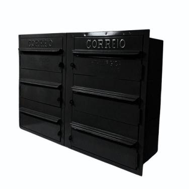 Imagem de Caixa De Correios Cinza 6 Módulos Tamanho 15x50x36cm Aço Preto - Nossa