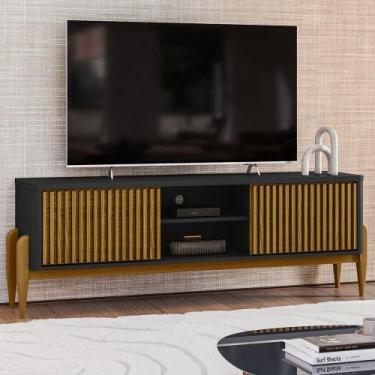 Imagem de Rack para TV Até 55 Polegadas Sereno 2 Portas 1 Prateleira Preto/Cedro