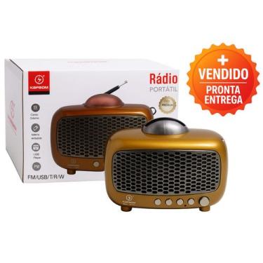 Imagem de Rádio Retrô Portátil Design Clássico USB FM Entrada Auxiliar Som Estér