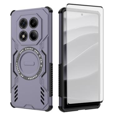 Imagem de Asuwish Capa de celular para Xiaomi Redmi Note 14 Pro 5G com protetor de tela de vidro temperado, capa magnética e proteção à prova de choque, fina, rígida, fina, resistente, acessórios para celular