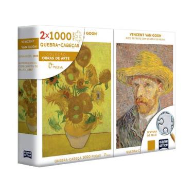 Imagem de Quebra-cabeça 1000 Peças Vincent Van Gogh - Combo: Retrato e Girassóis