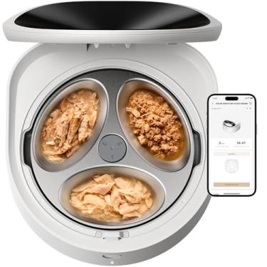 Imagem de PETLIBRO Alimentador automático para gatos com tigela de aço inoxidável, alimentador automático refrigerado para gatos com resfriamento semicondutor, 3 refeições frescas por 3 dias, dispensador de