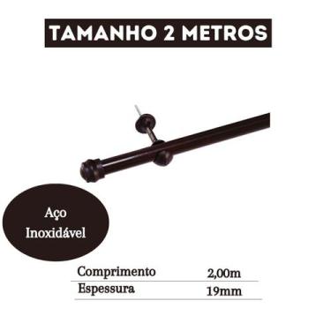 Imagem de Varão De Cortina Com 2 Metros De Largura 19mm De Diametro kit Completo