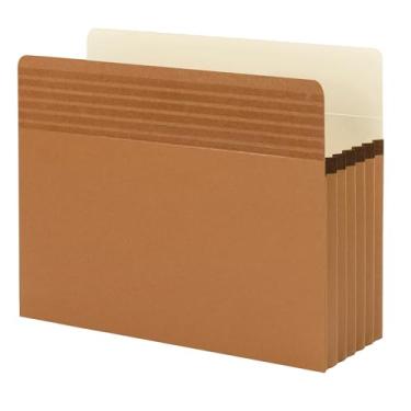 Imagem de Bolso de arquivo Smead de fácil aderência, aba de corte reto, expansão de 13,7 cm, tamanho da letra, vermelho, 10 por caixa (73209)