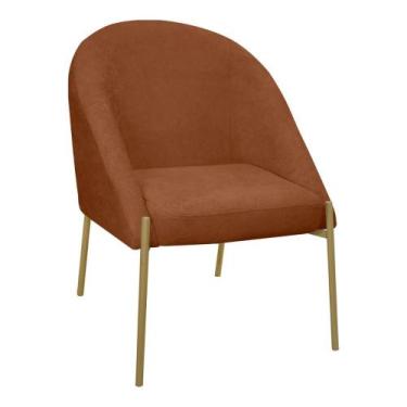 Imagem de Banqueta Poltrona Lua Pé Metal Bouclê Ideal Para Sala Penteadeira Ou S