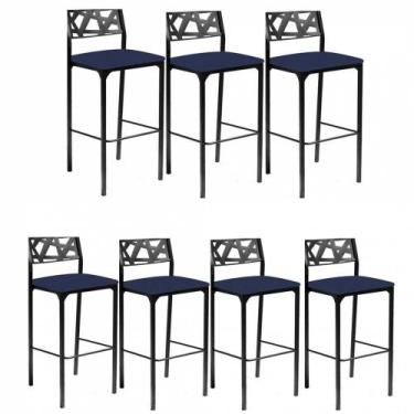 Imagem de Kit 7 Banquetas Luiza Azul Marinho - GAT MAGAZINE